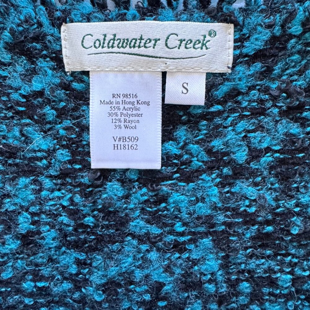 Coldwater Creek Teal and Black Tweed Button Front Blazer - Picture 2 of 4